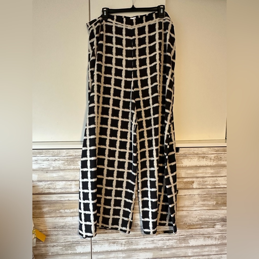 ๐ค Roman Originals UK 20 US 16 Black Cream Wide Leg Palazzo Pants